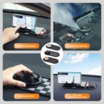 Car Dashboard Mat Kit: 360° Rotating Phone Holder, Parking Number Plate, Universal Anti-Slip Organizer Pad (Luxury Gold) - Image 5