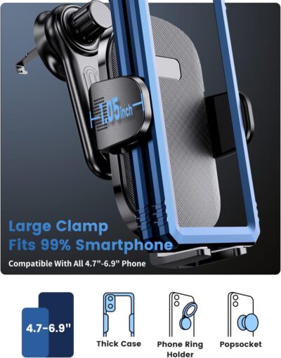 eSamcore Car Vent Phone Mount, Car Phone Holder Mount with Swing Arm Air Vent Clip Car Mount Cell Phone Holder Car for iPhone 17/16/ 15/14/ 13 Pro Max & All 4.7" - 6.9" Android Smartphone - Image 6