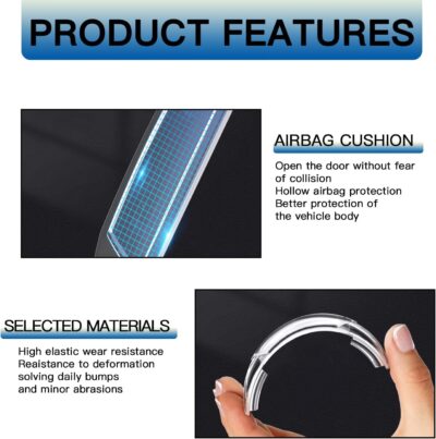4 PCS Car Door Anti-Collision Strip, Rearview Anti-Impact Sticker, Door Protection Decorative Covers, Door Edge Bumper Guard, Universal Car Side Door Edge Protector (Black) - Image 4
