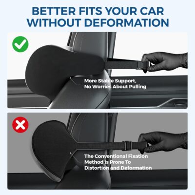 BEBAS Car Headrest Pillow, Ergonomic Neck Pillow with Memory Foam, Universal Car Head Rest Support for Driving Comfort, Breathable Removeable Seat Pillow for Pain Relief (Black, 1 Pack) - Image 9