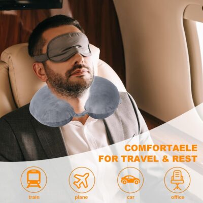 Travel Pillow,100% Pure Memory Foam U Shaped Neck Pillow,Super Lightweight Portable Headrest Great for Airplane, Car,Home,Office,Sleeping Rest (Grey) - Image 2