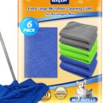 KEEPOW 6PCS Extra Large Microfiber Cleaning Cloth, 30"x20" Washable Reusable Floor Cloth for Squeegee Mop House Floor Kitchen Car Window Highly Absorbent, Lint and Streak Free (Green & Blue & Grey)