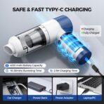 Car Vacuum Cleaner Cordless, 4 in 1 Portable Vacuum Cleaner 16000PA High Power Air Duster & Air Blower & Pump, Rechargeable Handheld Vacuum with Brushless Motor, Multi-Nozzles for Car, Home, Office - Image 5