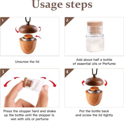 Maromalife Essential Oil Car Diffuser, Wooden Acorn Decor Cute Car Diffuser Air Freshener, Hanging Aromatherapy Diffuser Perfume Car Decoration, Gift for Women/Men, Christmas, Birthday - Image 5