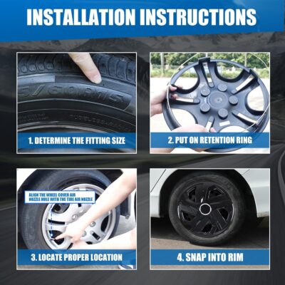 Winjet 15 Inch Premium Hubcaps Wheel Cover Replacement R15 Hub Caps,Auto Tire Replacement Exterior Cap,Universal Wheel Rim Cover Snap On Car Truck SUV (15 Inch,Set of 4) - Image 9