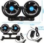 QIFUN 12V Car Fan, Portable Car Fan Cool Gadgets for Rear Seat Passenger, 4'' Headrest 360° Rotatable Backseat Car Cooling with Stepless Speed Regulation for Vehicles, SUV, RV, Boat - Image 6