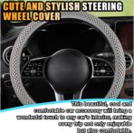 Stretch Elastic Steering Wheel Cover, All-Season Comfort, Warm in Winter & Cool in Summer, Universal 15 Inch Microfiber Breathable Ice Silk, Anti-Slip, Odorless, Easy Carry, Fit Car, SUV (Grey) - Image 4