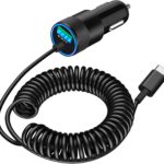 【MFi Certified】iPhone 17 Car Charger Fast Charging, Braveridge 75W USB C PD&QC Car Power Cigarette Lighter USB Charger with 6FT Type C Coiled Cable for iPhone 17/17 Pro Max/16/15/Galaxy S26/S25/Pixel
