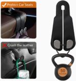 CoBak Purse Hook for Car - Universal Premium Stitched Leather and Aluminum-Magnesium Alloy Double Car Seat Back Storage Hook for Purses, Handbags, Bags (2 Pack),Black - Image 4
