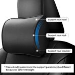 Car Headrest Pillow, Soft Memory Foam Car Neck Pillow with Adjustable Strap, Removable Breathable Cover for Long Drives & Office (Black, Pack of 2) - Image 3