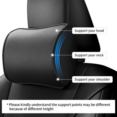 Car Headrest Pillow, Soft Memory Foam Car Neck Pillow with Adjustable Strap, Removable Breathable Cover for Long Drives & Office (Black, Pack of 2) - Image 3