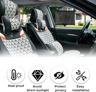 Vrasly 2 Pack Roller Car Side Window Sun Shade, Retractable Car Window Shade for UV and Sun Glare Protection (18"x20") - Image 5