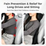 Coverado Lumbar Support Pillow for Car, Ergonomic Memory Foam Back Pillow for Office Chair, New Back Cushion for Pain Relief, PU Leather Car Lumbar Support for Driving Seat - BK - Image 6
