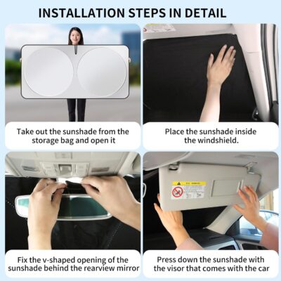 Car Front Windshield Sun Shade, Vehicle Sun Protection Shield, Must-Have Interior Accessories for Summer, Foldable Sunshade Cover, Sunshield for The Interior Cool, New Car Heat Shield - Image 5