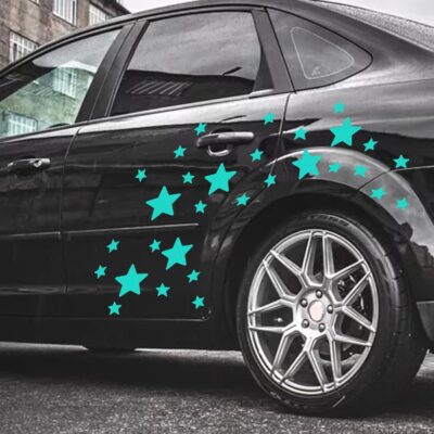 30pcs Star Vinyl Decal for Cars, High Intensity Reflective DIY Stickers for Window Bumper Mirror Laptop Decals Waterproof Night Safety Sign Car Stickers (Mint Green) - Image 2