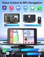 Carplay Screen for Car, 7" HD Portable Car Stereo Touch Screen with Wireless Android Auto, Backup Camera with LED/Mirror Link/Voice Control/Bluetooth/GPS/AUX/FM Satellite Radio for All Vehicles - Image 4