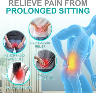 Seat Cushion for Office Chair, Car and Wheelchair Use, with Lumbar Support Pillow and Memory Foam Coccyx Cushion for Tailbone, Back, Sciatica, Ergonomic seat Cushion - Image 2