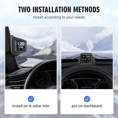 OBD2 Digital Speedometer Heads Up Display for Car OBD2 & GPS Dual System HUD Speedometer MPH Can be Installed on A-Pillar with RPM, Water Temp, Volt, 4 Alarms Only Works on Most 2008+ Sedan Cars - Image 4