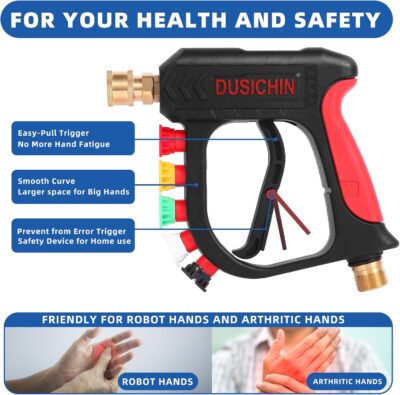 DUSICHIN Foam Cannon Short Pressure Washer Gun 1/4 Inch Quick Connector,Car Wash Foam Gun with 5 Pressure Washer Nozzle Tips 3/8'' Swivel Quick Connector,Additional Orifice Nozzle 1.04mm Car Washing - Image 7