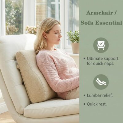 baibu Lumbar Support Pillow for Recliner, Large Memory Foam Dual-Layer Patent Design Back Support Cushion for Sofa & Gaming Chair, Ergonomic Lumbar Pillow with Machine Washable Cover, Beige - Image 3