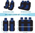 BDK PolyPro Car Seat Covers Full Set in Blue on Black, Front and Rear Split Bench Seat Covers for Cars, Easy to Install Car Seats Cover Set and Accessories for Auto Trucks Van SUV - Blue - Image 10