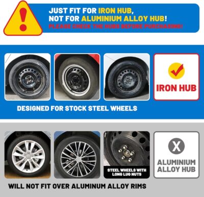 AUTOWIKI (4-Pack) Premium 15" Wheel Rim Cover Hubcaps OEM Style Replacement Snap On Car Truck SUV Hub Cap - 15 Inch Set, Abs,Steel, Acrylonitrile Butadiene Styrene(Black Matte) - Image 6