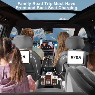 4 in 1 Retractable Car Charger with Starry Light,69W Cigarette Lighter Charger,USB C Fast Car Charger for iPhone 17 Pro Max 16 15 14 13 12 11 (for Apple+Type C &RGB Breathing Light [Orange]) - Image 8