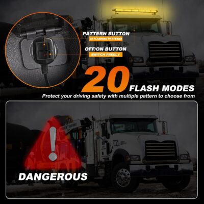 ASPL 26inch 126 LED Rooftop Emergency Strobe Lights Bar Double Side Flashing Safety Warning Traffic Advisor Light Bar Hazard Snow Plow Light for Work Trucks Vehicles Construction Tow Pickup(Amber) - Image 5