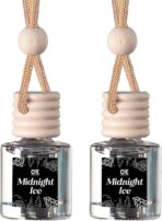 C&E Craft Co Hanging Car Air Freshener Diffuser 2 Pack, Long Lasting Fragrance Oil Car Freshener, Glass Bottle Auto Air Freshener, Made in USA (Midnight Ice)