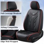 Coverado Seat Covers, Car Seat Covers Full Set, Leather Seat Covers for Cars, Automotive Seat Covers Car Seat Protector Car Accessories Fit for Most Sedans SUV Pick-up Truck(Black&Red) - Image 4