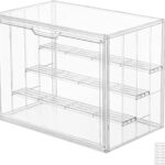 Clear Acrylic Display Case Upgrade 4 Tier Figure Display Cases with 3 Movable Dividers, Stackable Display Box Showcase with Magnetic Door for Collectibles (Large-1pack)
