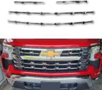 Chrome Grille Grill Overlay Trim 4 Piece Compatible With 2022 2023 2024 2025 2026 Chevy Silverado 1500 LT/RST