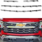 Chrome Grille Grill Overlay Trim 4 Piece Compatible With 2022 2023 2024 2025 2026 Chevy Silverado 1500 LT/RST