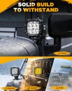 Auxbeam XP-Ultra Series 5 Inch Cube Offroad Lights, Amber DRL Function, Amber White Light Covers, 132W 15600LM Spot Flood Combo, LED Pod Light Bar Off-Road Fog Lights, Pair - Image 5