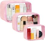 Travel Clear Makeup Bag Set for Women, 3 Pack Travel Size Toiletry Bag with Zipper Small Makeup Pouch for Purse Waterproof Portable Cosmetic Case Compact Car Organizer Storage Bag (Pink Set) - Image 9