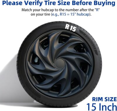 15 inch Wheel Covers Set of 4 15" Hubcaps for Iron Rim car hubcaps hub caps for for Toyota Camry Nissan Mazda 4PCS Wheel Covers (#G Style, 15 Inch) - Image 2