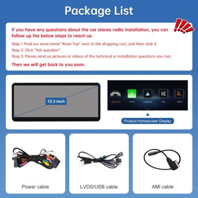 Road Top 12.3" Ultra-Narrow CarPlay Screen Upgrade for Mercedes-Benz C-Class W204 (2008-2010 NTG4.0), Wireless CarPlay & Android Auto, Linux Touchscreen Display Retrofit, OEM Integration Car Stereo - Image 8