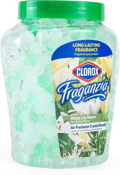Clorox Fraganzia Crystal Beads Air Freshener, Long Lasting Room Deodorizer and Odor Eliminator Gel Beads to Freshen Home, Car, or Office, White Lily Bloom Scent, 12 Fl Oz - Image 2