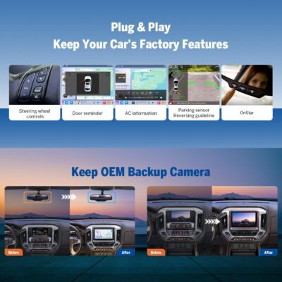 Eonon GMSX6S2 Car Stereo for Chevy Chevrolet Silverado/GMC Sierra 2014-2018, 2015 Silverado Radio CarPlay & Android Auto Head Unit, 10.1" QLED Car Radio with Bluetooth, SWC, 6+64GB -(QCM6225-AD) - Image 4