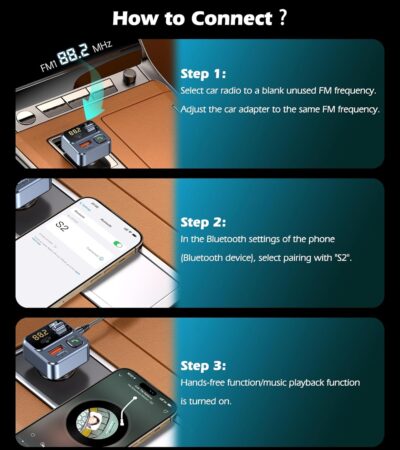 KAIY FM Transmitter Bluetooth Car Adapter, Car Radio Bluetooth Transmitter HandsFree Calling Music Player, FM Radio Adapter 42W Type-C Fast Charging, Support USB Drive - Image 9