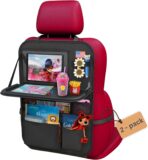 Car Backseat Organizer with Tablet Holder (2-pack) - Updated 2025 Oxford 600D Car Storage Organizer, Foldable Car Tray Kids, Road Trip Essentials, Back Seat Protector Kick Mats, Travel Accessories