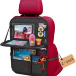 Car Backseat Organizer with Tablet Holder (2-pack) - Updated 2025 Oxford 600D Car Storage Organizer, Foldable Car Tray Kids, Road Trip Essentials, Back Seat Protector Kick Mats, Travel Accessories