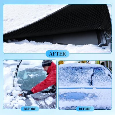 lootaan Windshield Cover for Ice and Snow - Heavy-Duty Winter Frost Guard with Side Mirror Pockets, Waterproof All-Weather Windproof Car Window Cover for Cars, Trucks, SUVs - Image 7