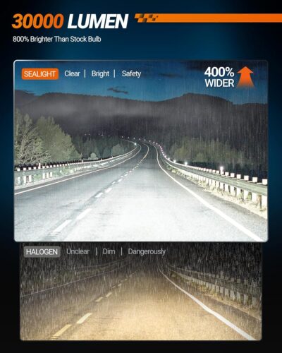 SEALIGHT H3 LED Fog Light Bulb, 30,000LM 800% Upgrade 6500K H3LL H3 LED Bulb, Long-Lasting Fog Lights, 1:1 Size Compact Design, Clearance Light Marker Light - Image 2