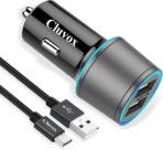 Rapid USB C Car Charger, Compatible for Samsung Galaxy S26/S25 Plus/Ultra/S24/S23/S22/S21/Note 20/10/S20/S10+/S9/A56/A36/A50/A70, Quick Charge 3.0 Dual USB 18W Fast Car Charger+ Type C Cable 3.3ft