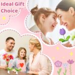 3 PCS Crochet Flower Pot,Crochet Tulip Small Potted Plants Handmade Knitted Flower Mothers Day Valentines Gifts Desk Car Dashboard Decor Gifts - Image 8