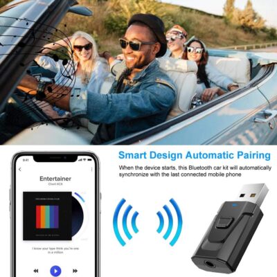 Bluetooth Car Aux Adapter, Wireless 5.0 Stereo Music Receiver Noise Cancelling Hands-Free Car Kits, Mini 3.5mm Jack Audio Adapter Transmitter for Car/Home Stereo, Speakers, PC, TV More Audio System - Image 5