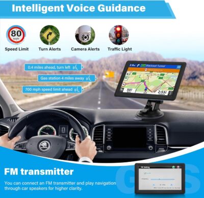 GPS Navigator for Car Truck RV,7 inch Touch Screen Latest 2026 Map, Real Voice Spoken Turn-by-Turn Direction Reminding Navigation System, Vehicle GPS with Speed and Red Light Warning - Image 3
