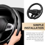 3PCS Steering Wheel Cover, Carbon Fiber Anti-Skid Steering Wheel protection, Car Steering Wheel Cover for Men/Women, Segmented & Wavy Design, Universal Car Interior Accessories (Black) - Image 6