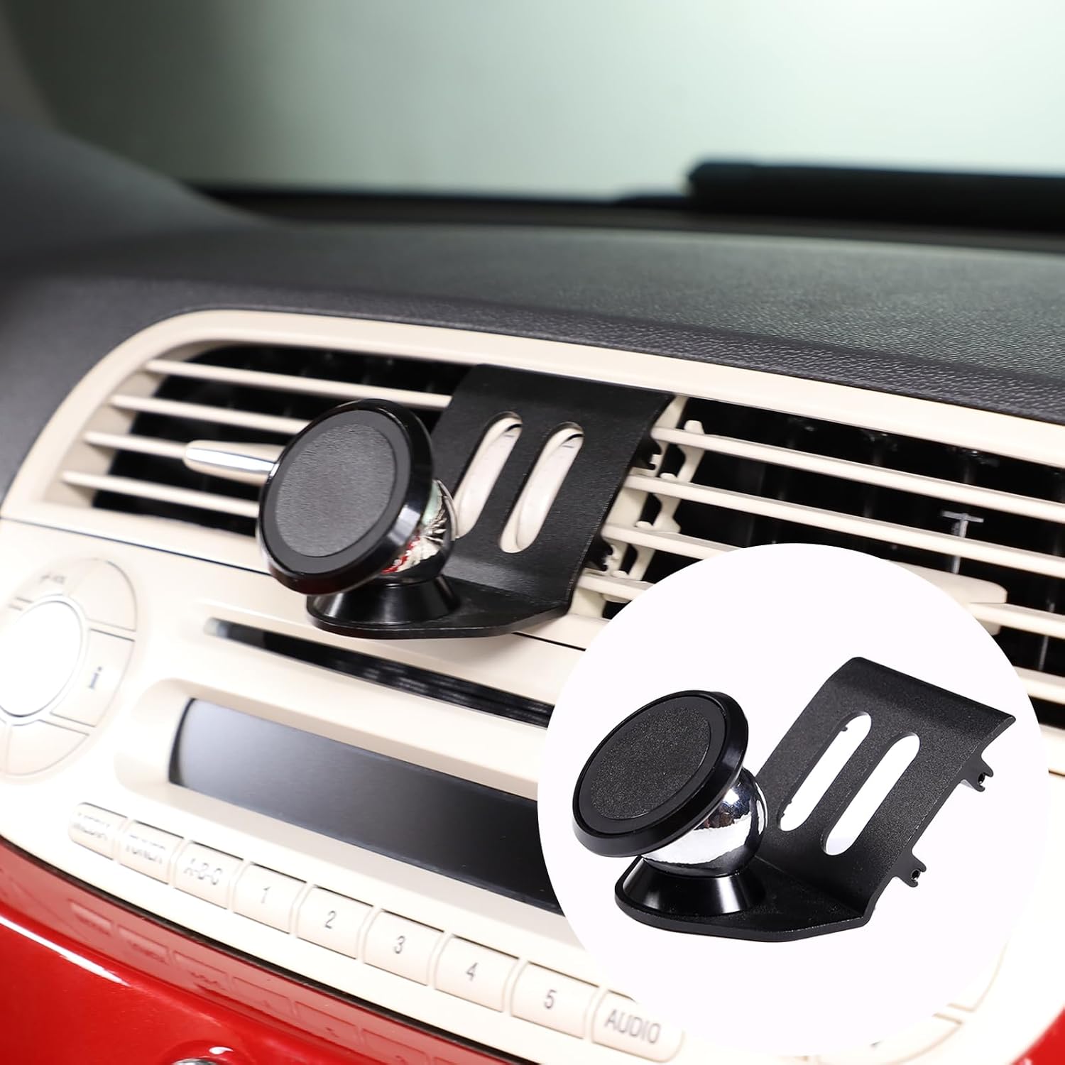 71iL81fiTeL._AC_SL1500_.jpg HAPPYHORSE Car Phone Holder Compatible with Fiat 500 2010 2011 2012 2013 2014 2015 car Center Console Aluminum Alloy Special Mobile Phone Bracket Accessories (Style E) - Image 1